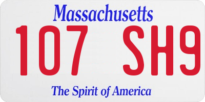 MA license plate 107SH9