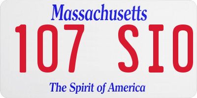 MA license plate 107SI0