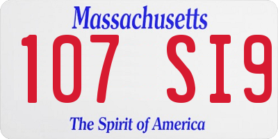 MA license plate 107SI9