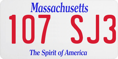 MA license plate 107SJ3