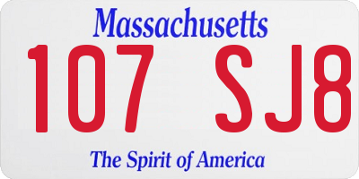 MA license plate 107SJ8