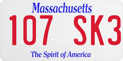 MA license plate 107SK3