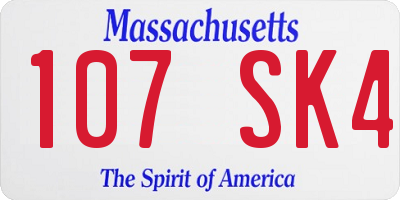 MA license plate 107SK4