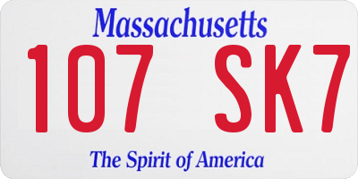 MA license plate 107SK7