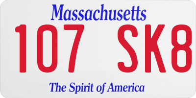 MA license plate 107SK8