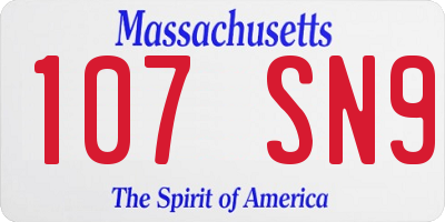 MA license plate 107SN9