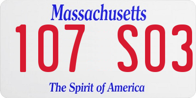 MA license plate 107SO3