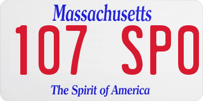 MA license plate 107SP0
