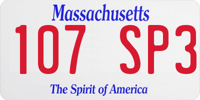 MA license plate 107SP3