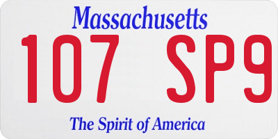 MA license plate 107SP9