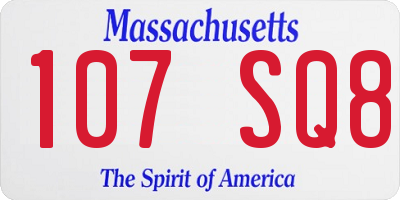 MA license plate 107SQ8