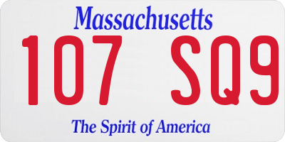 MA license plate 107SQ9