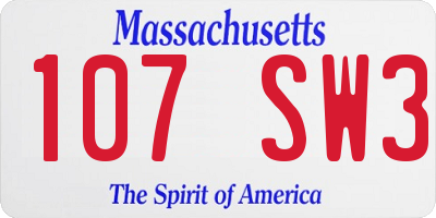 MA license plate 107SW3