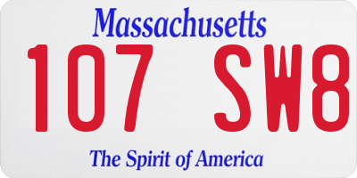 MA license plate 107SW8