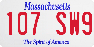 MA license plate 107SW9