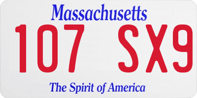 MA license plate 107SX9