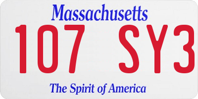 MA license plate 107SY3