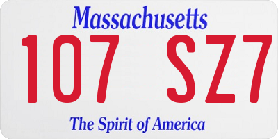 MA license plate 107SZ7