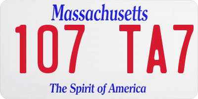 MA license plate 107TA7