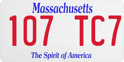 MA license plate 107TC7