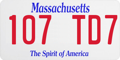 MA license plate 107TD7