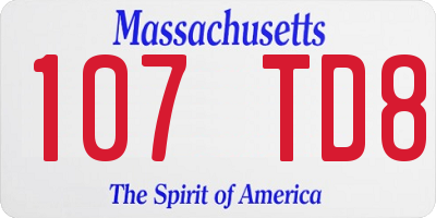MA license plate 107TD8