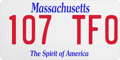 MA license plate 107TF0