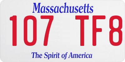 MA license plate 107TF8