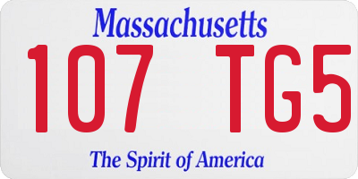 MA license plate 107TG5