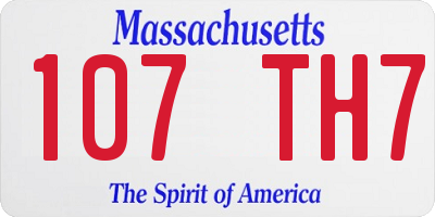 MA license plate 107TH7