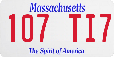 MA license plate 107TI7