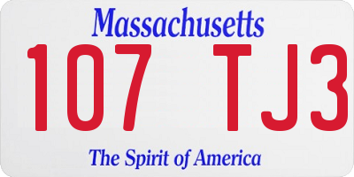 MA license plate 107TJ3