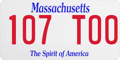 MA license plate 107TO0