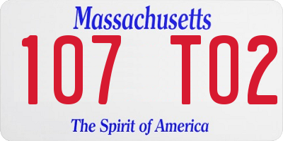MA license plate 107TO2