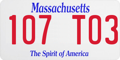 MA license plate 107TO3