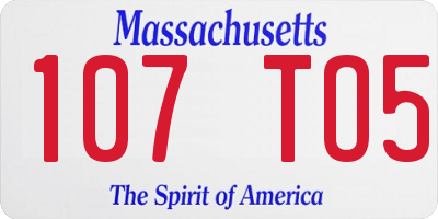 MA license plate 107TO5