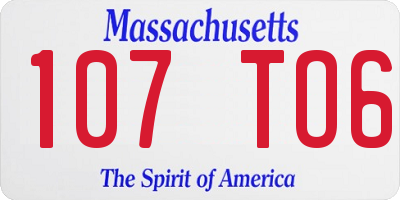 MA license plate 107TO6