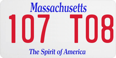 MA license plate 107TO8