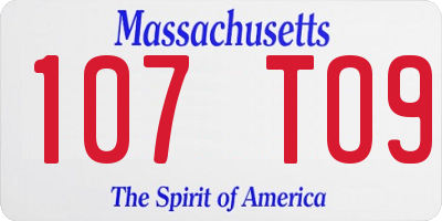 MA license plate 107TO9