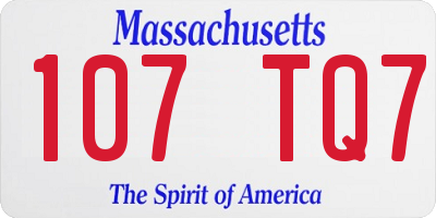 MA license plate 107TQ7