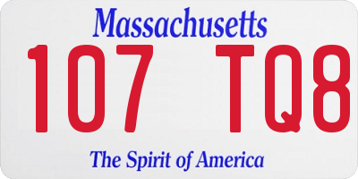 MA license plate 107TQ8