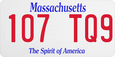 MA license plate 107TQ9