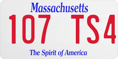MA license plate 107TS4