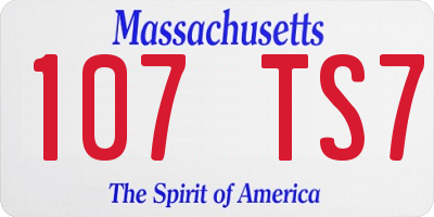 MA license plate 107TS7