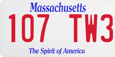 MA license plate 107TW3