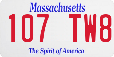 MA license plate 107TW8