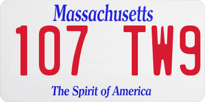 MA license plate 107TW9