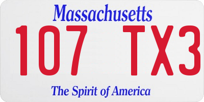 MA license plate 107TX3