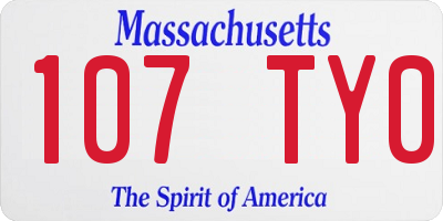MA license plate 107TY0