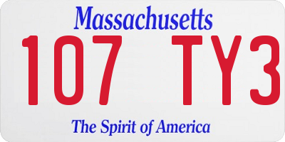 MA license plate 107TY3